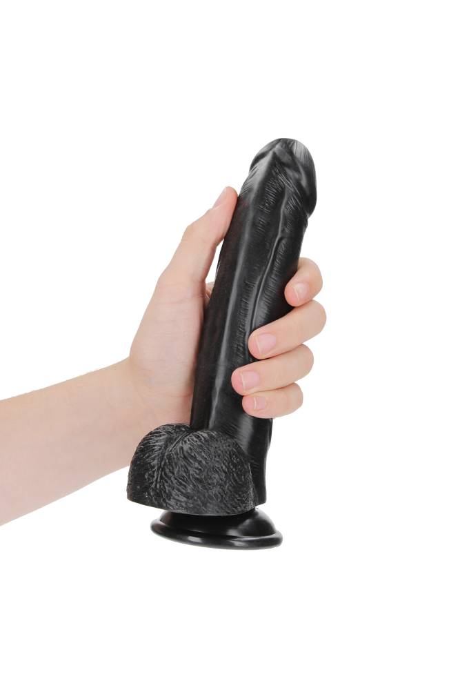 Shots Toys - RealRock - 8" Curved Dildo with Balls - Various Colors Sex Toy - Tophatter Daily Deals