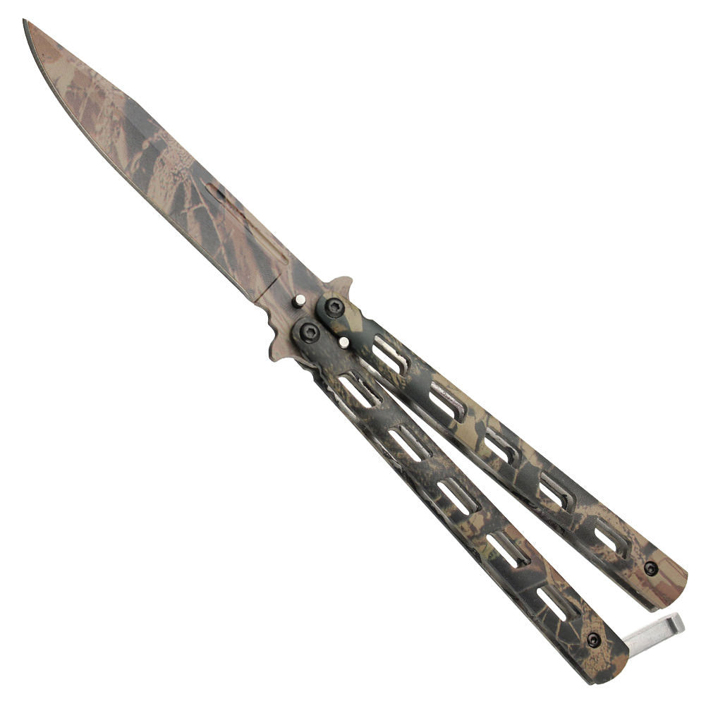 Real Tree Camo Balisong Butterfly Knife - Tophatter's Guns'N'Weapons Store Collectible Weapons - Tophatter Daily Deals