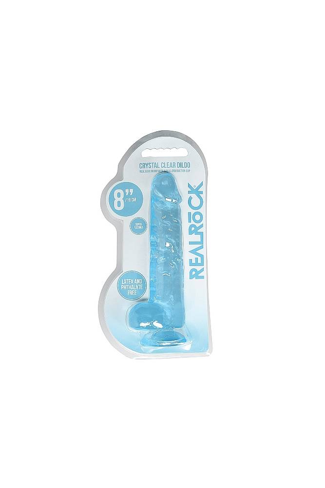 Shots Toys - RealRock - 8" Crystal Clear Dildo with Balls - Assorted Colors Sex Toy - Tophatter Daily Deals
