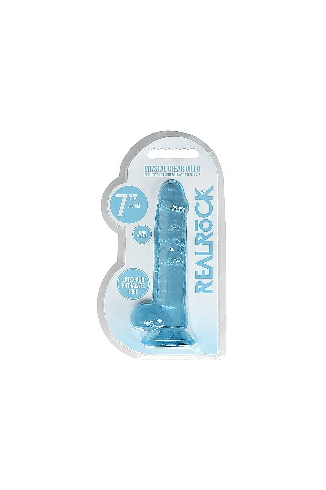 Shots Toys - RealRock - 7" Crystal Clear Dildo with Balls - Assorted Colors Sex Toy - Tophatter Daily Deals