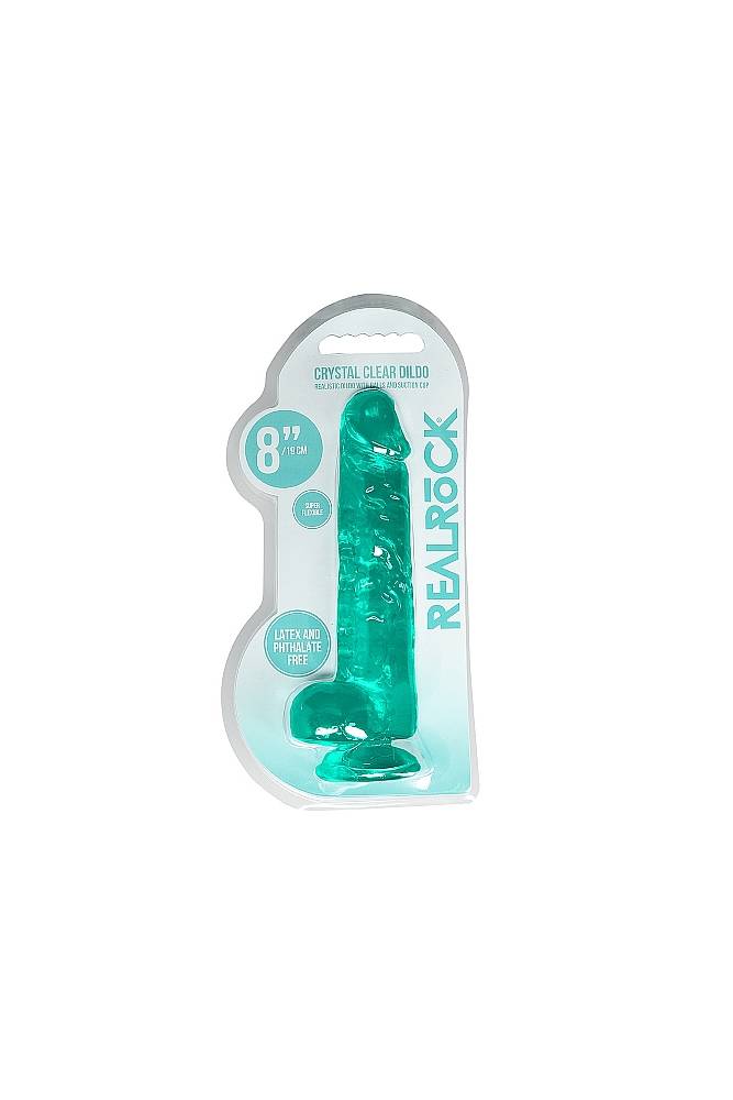 Shots Toys - RealRock - 8" Crystal Clear Dildo with Balls - Assorted Colors Sex Toy - Tophatter Daily Deals
