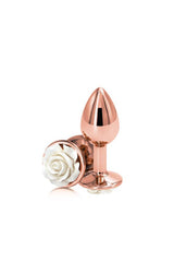 NS Novelties - Rear Assets - Aluminum Rose Butt Plug - Gold/White - Small - 3 Inch Sex Toy - Tophatter Daily Deals