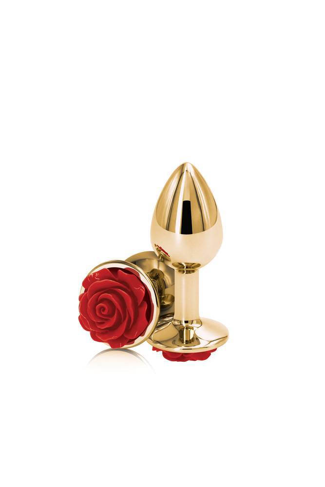 NS Novelties - Rear Assets - Aluminum Rose Butt Plug - Gold/Red - Small - 3 Inch Sex Toy - Tophatter Daily Deals