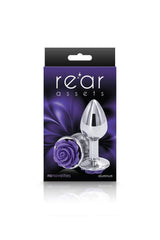 NS Novelties - Rear Assets - Aluminum Rose Butt Plug - Purple/Silver - Small - 3 Inch Sex Toy - Tophatter Daily Deals