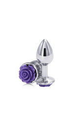 NS Novelties - Rear Assets - Aluminum Rose Butt Plug - Purple/Silver - Small - 3 Inch Sex Toy - Tophatter Daily Deals