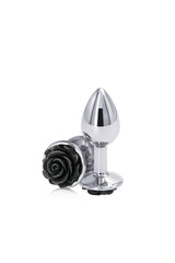 NS Novelties - Rear Assets - Aluminum Rose Butt Plug - Black/Silver - Small - 3 inch Sex Toy - Tophatter Daily Deals
