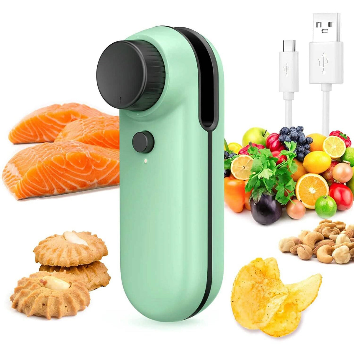 Rechargeable 2-in-1 Bag Mini Heat Sealer Green Kitchen Tools & Gadgets - Tophatter Daily Deals