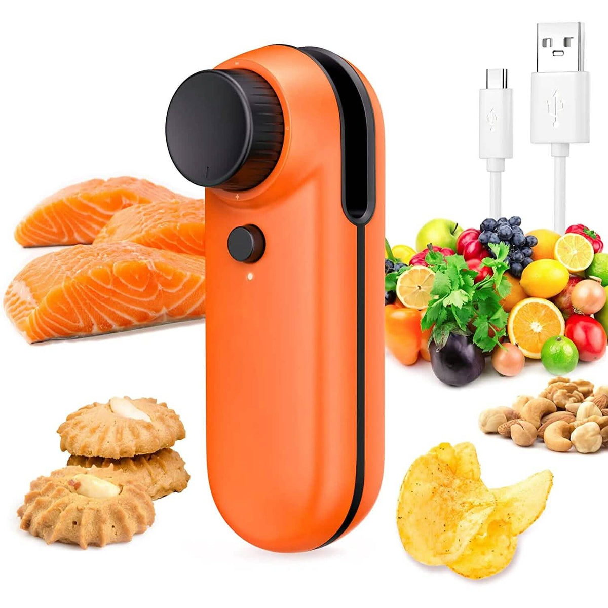 Rechargeable 2-in-1 Bag Mini Heat Sealer Orange Kitchen Tools & Gadgets - Tophatter Daily Deals