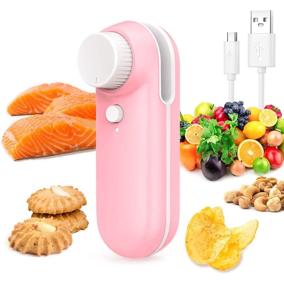 Rechargeable 2-in-1 Bag Mini Heat Sealer Pink Kitchen Tools & Gadgets - Tophatter Daily Deals