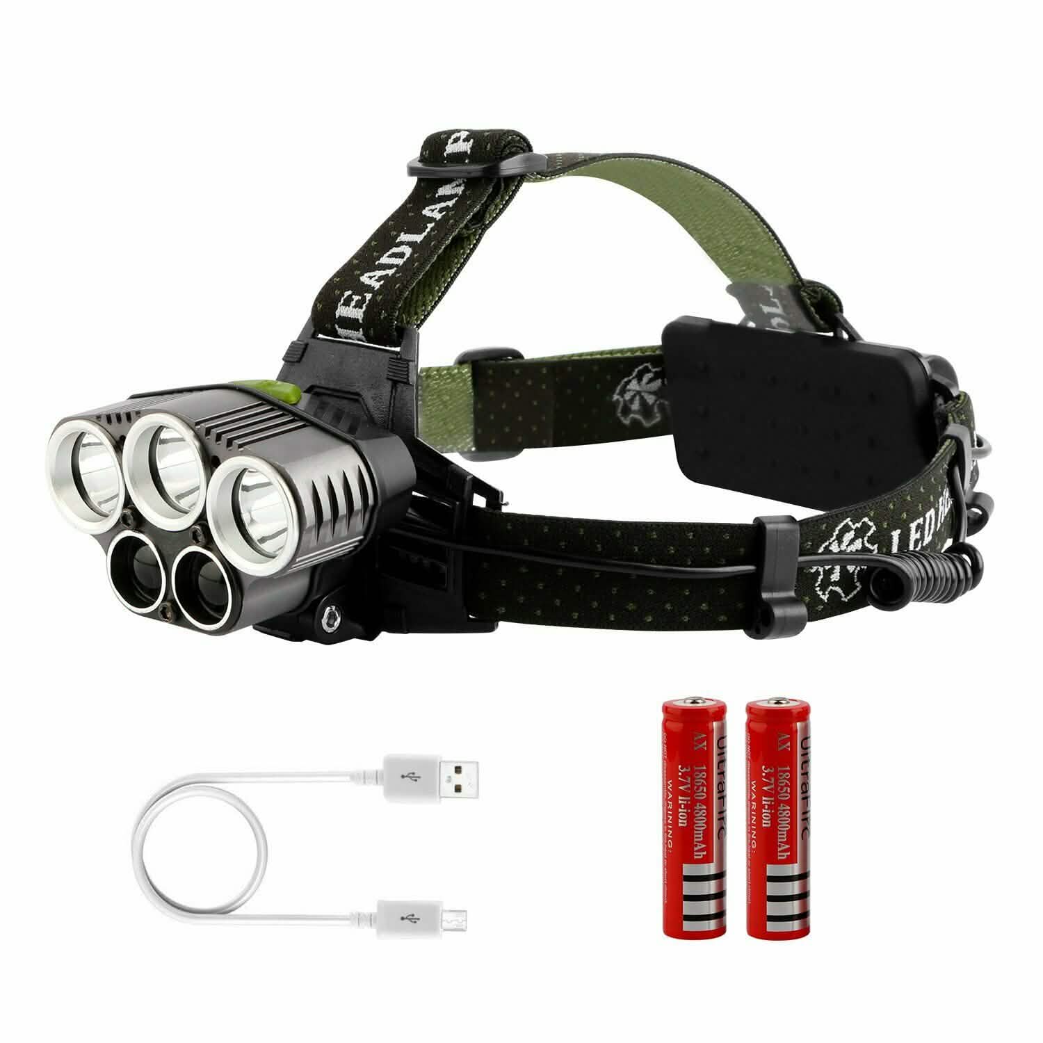 Rechargeable 6 Modes Headlamp 20000 Lumen Outdoor Recreation - Tophatter Daily Deals