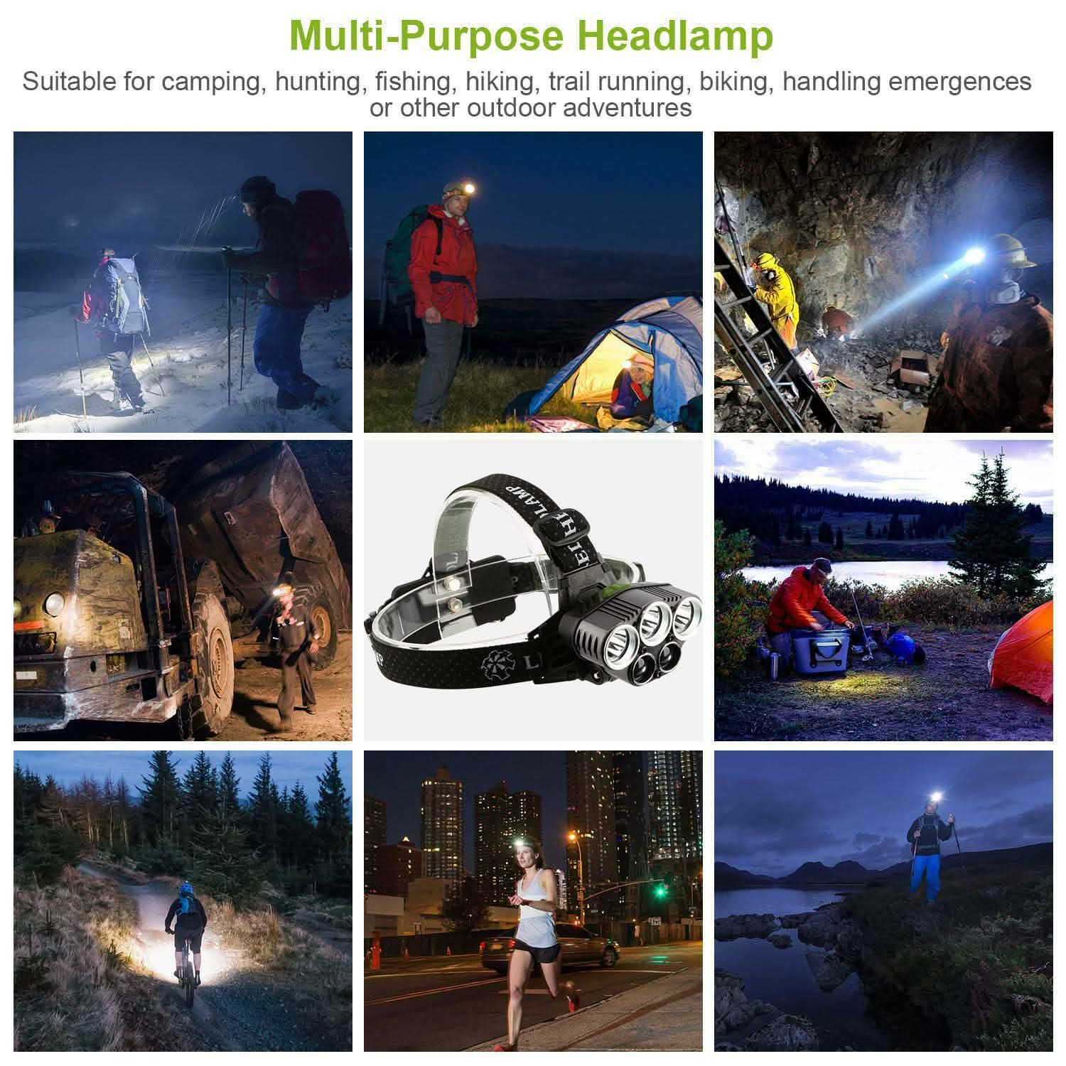 Rechargeable 6 Modes Headlamp 20000 Lumen Outdoor Recreation - Tophatter Daily Deals