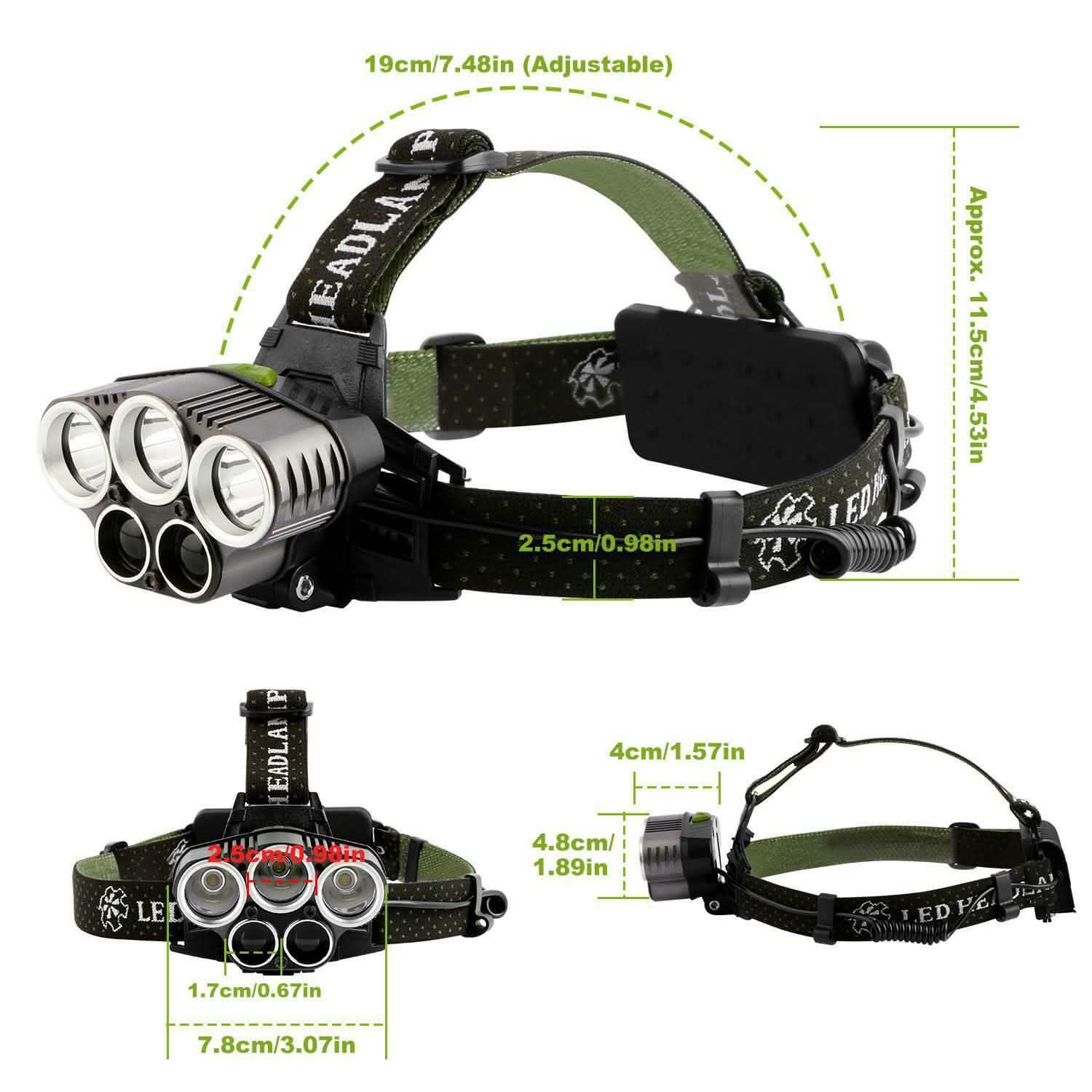 Rechargeable 6 Modes Headlamp 20000 Lumen Outdoor Recreation - Tophatter Daily Deals