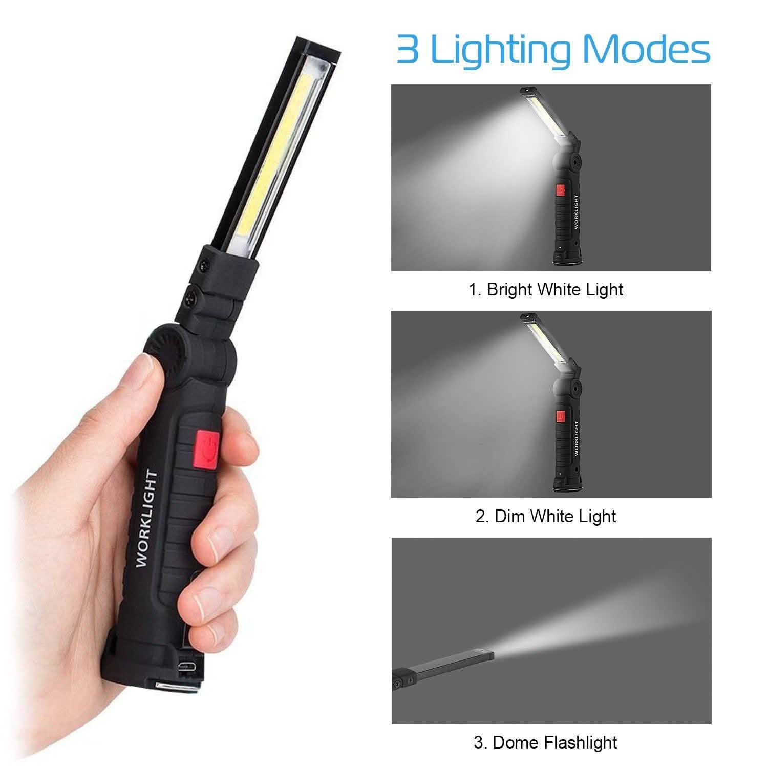 Rechargeable COB LED Slim Work Folding Light Outdoor Recreation - Tophatter Daily Deals