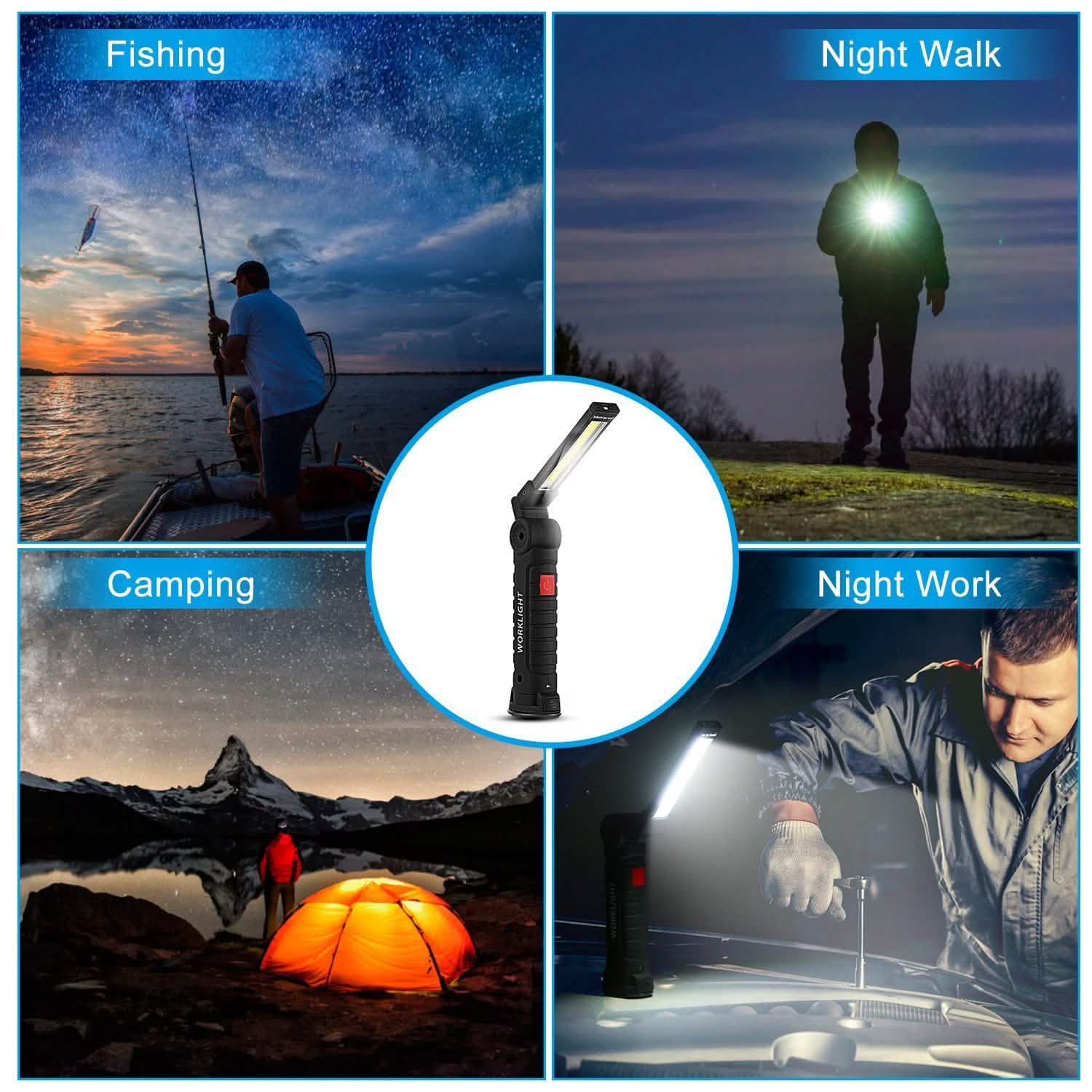 Rechargeable COB LED Slim Work Folding Light Outdoor Recreation - Tophatter Daily Deals