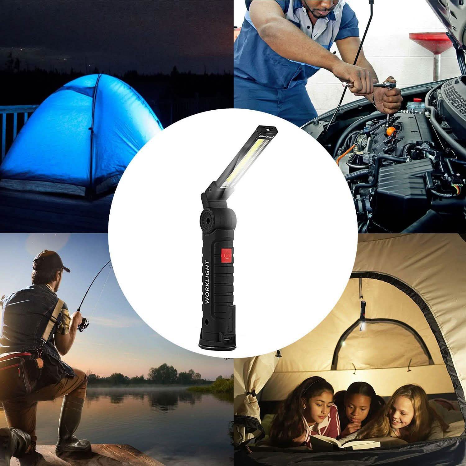 Rechargeable COB LED Slim Work Folding Light Outdoor Recreation - Tophatter Daily Deals