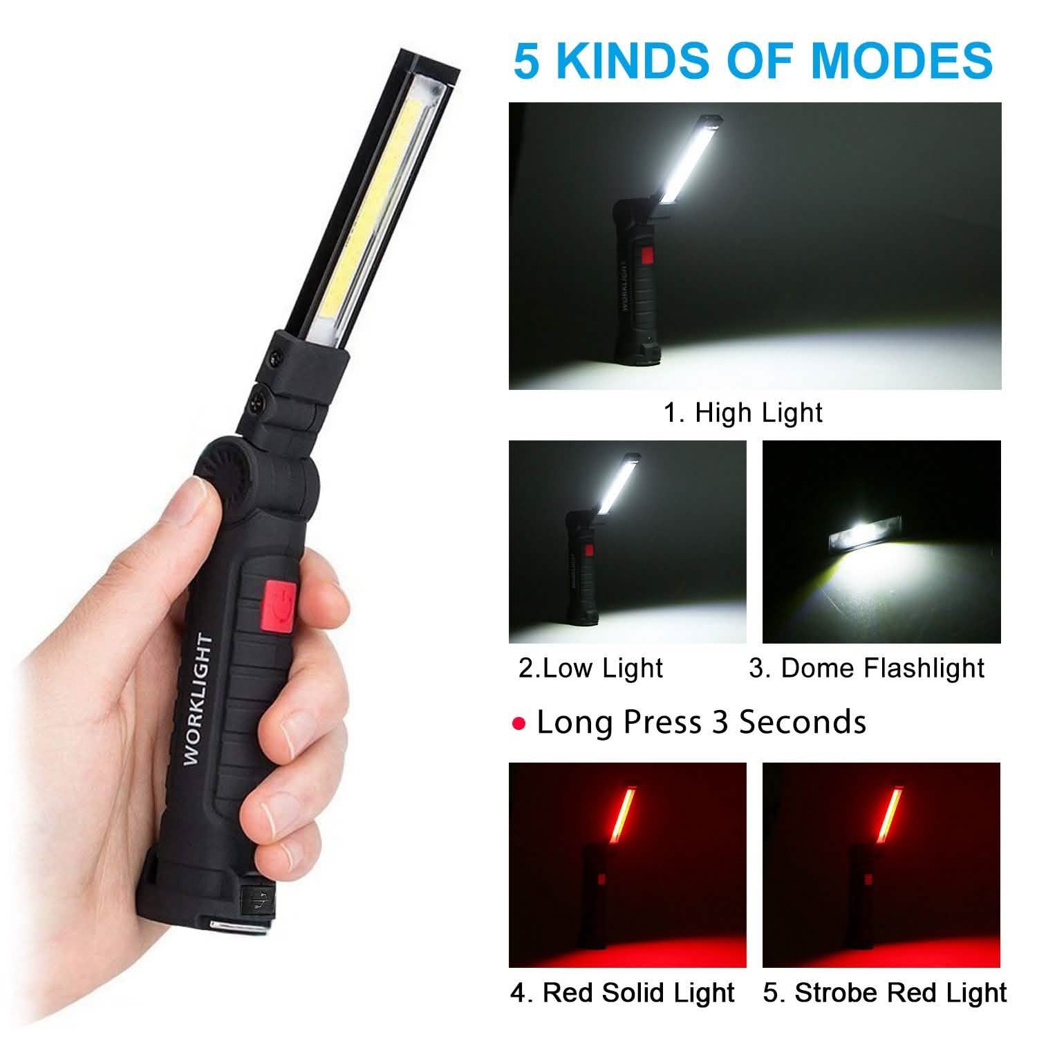 Rechargeable COB LED Slim Work Folding Light Outdoor Recreation - Tophatter Daily Deals