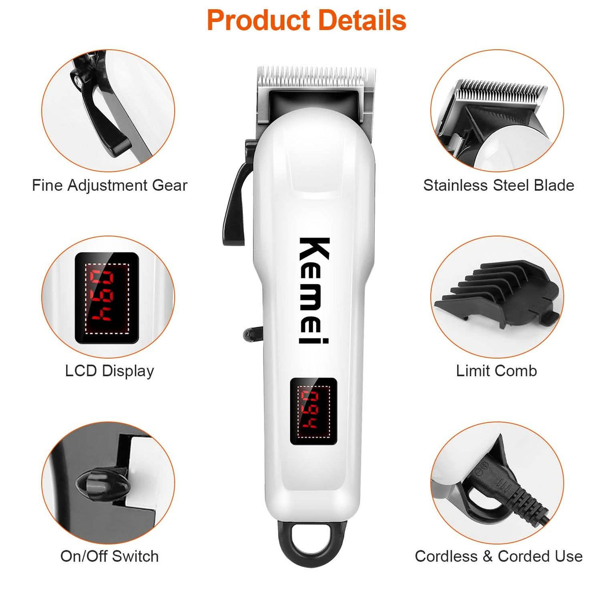 Rechargeable Cordless Hair Clipper Men's Grooming - Tophatter Daily Deals