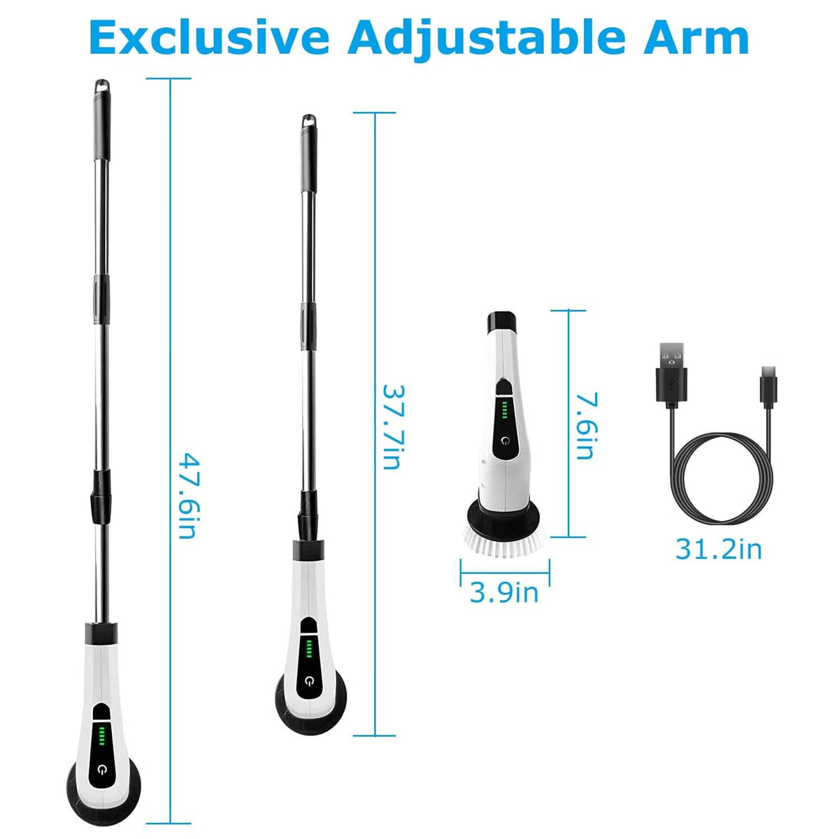 Rechargeable Electric Spin Scrubber 8 Brush Replaceable Heads 2 Speed Household Appliances - Tophatter Daily Deals