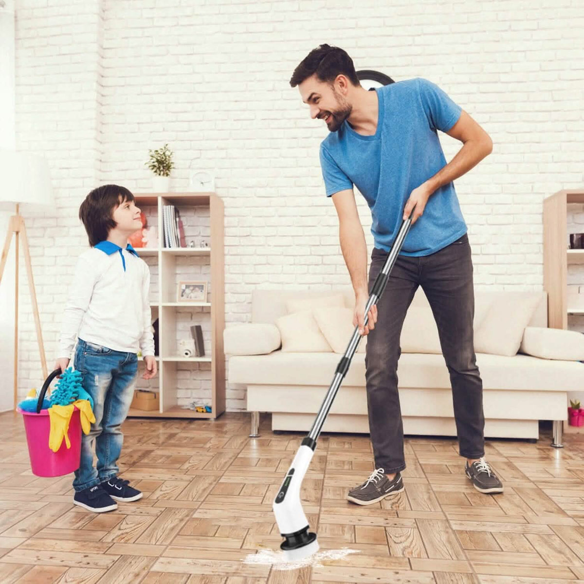 Rechargeable Electric Spin Scrubber 8 Brush Replaceable Heads 2 Speed Household Appliances - Tophatter Daily Deals