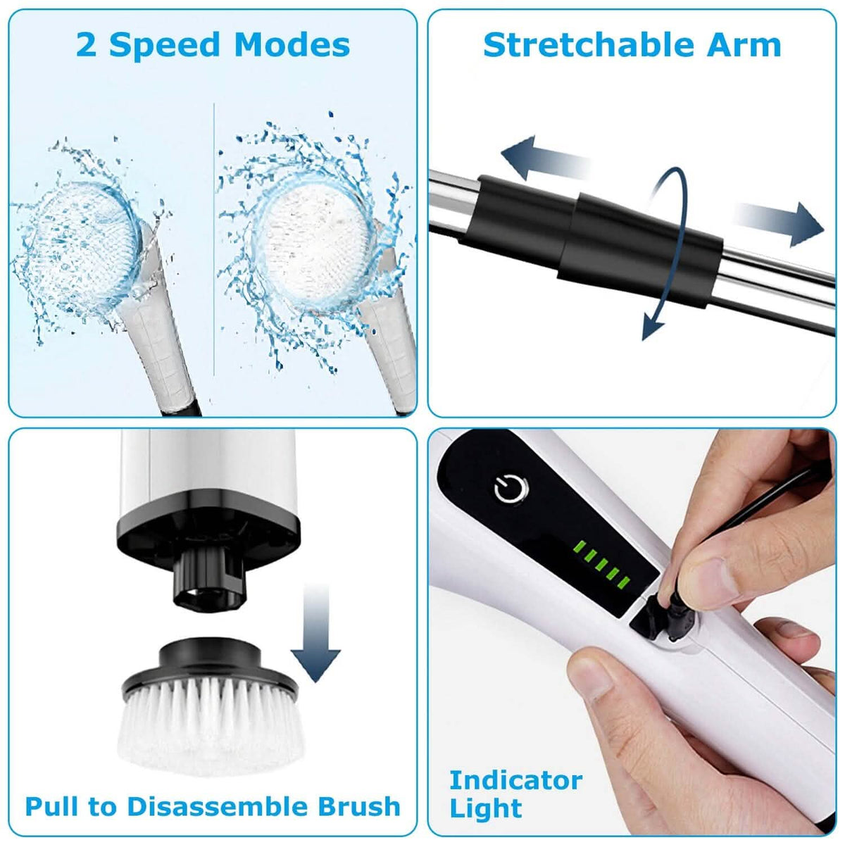 Rechargeable Electric Spin Scrubber 8 Brush Replaceable Heads 2 Speed Household Appliances - Tophatter Daily Deals