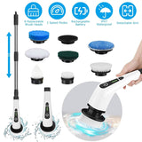 Rechargeable Electric Spin Scrubber 8 Brush Replaceable Heads 2 Speed Household Appliances - Tophatter Daily Deals