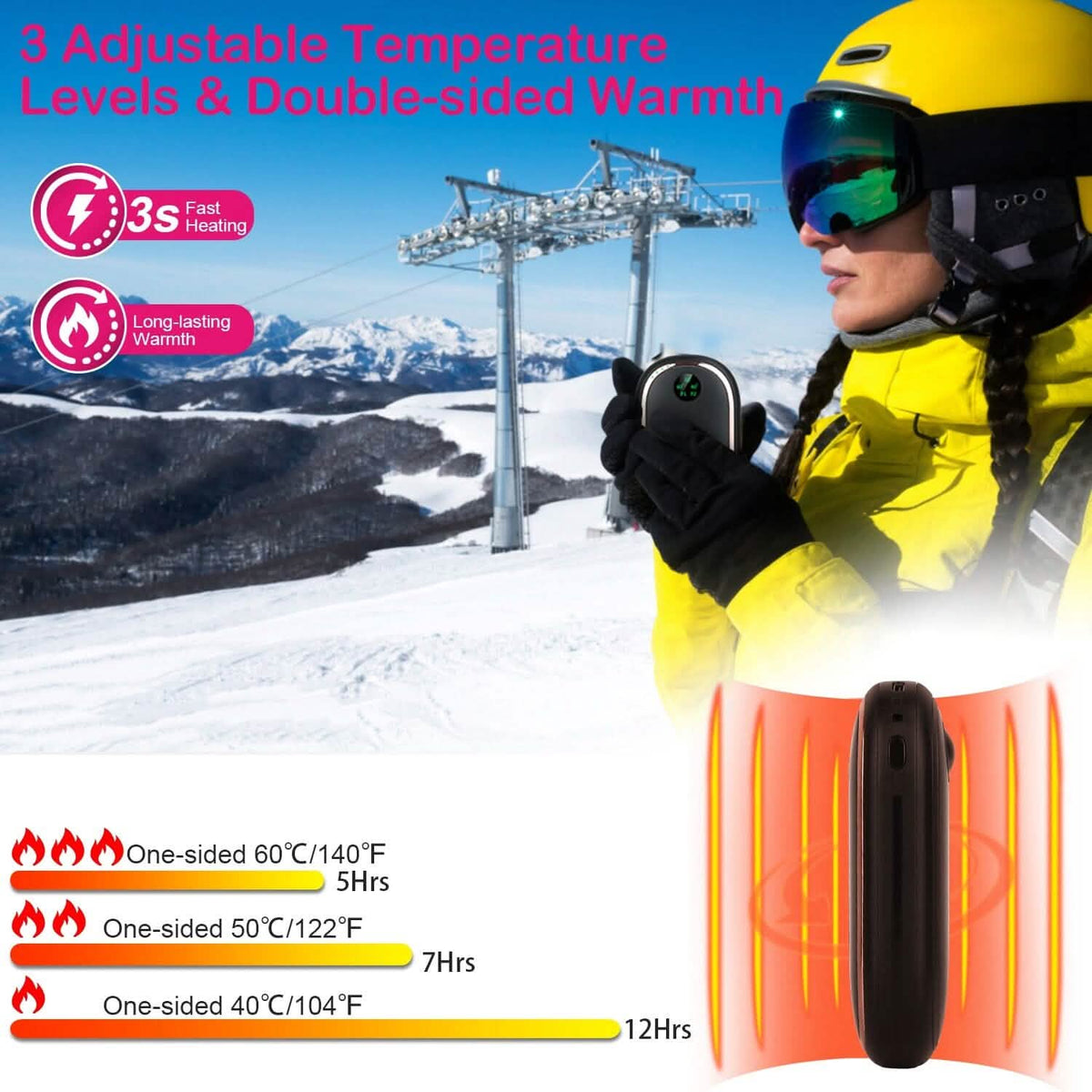 Rechargeable Hand Heater Pocket Warmer Power Bank with Digital Display Mobile Accessories - Tophatter Daily Deals