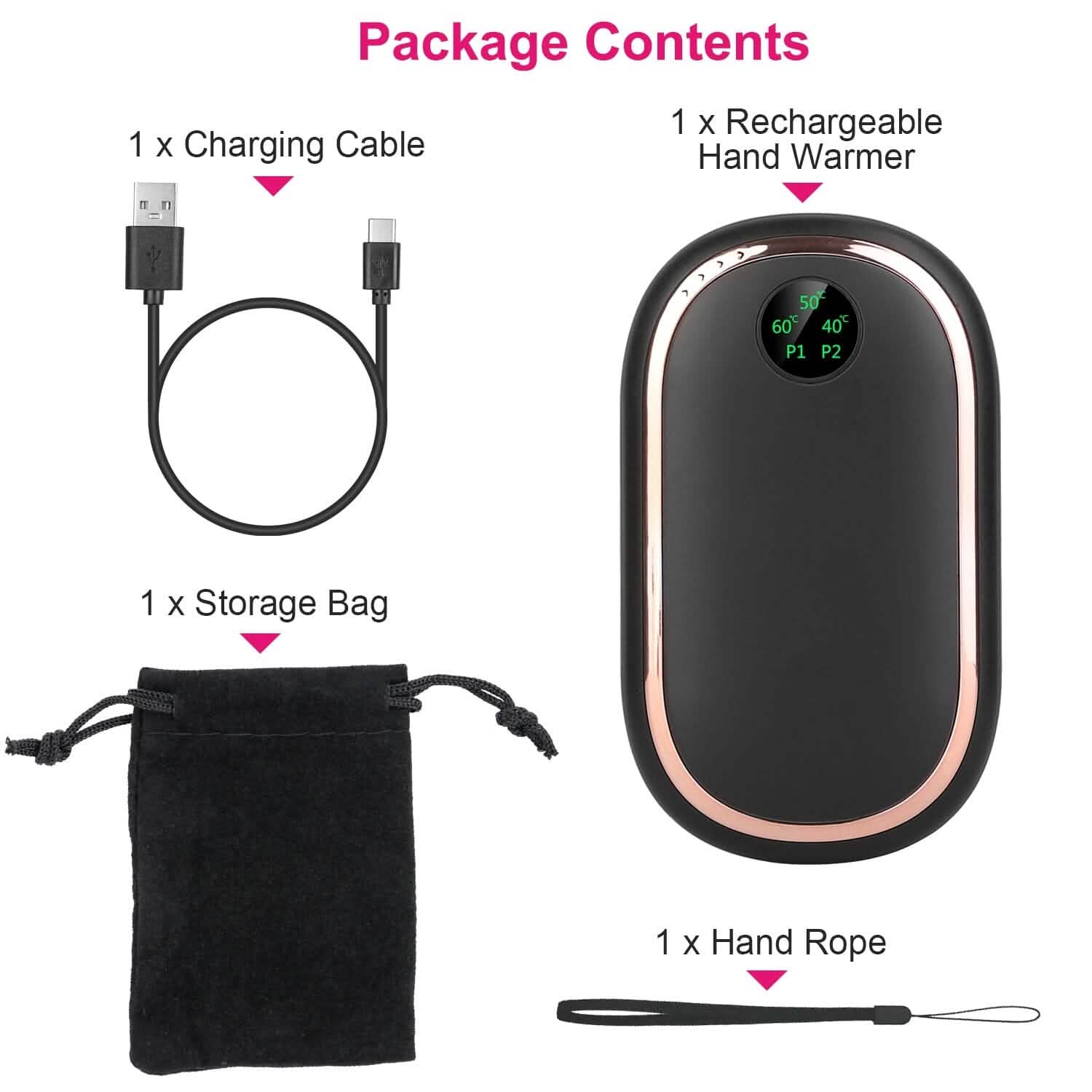 Rechargeable Hand Heater Pocket Warmer Power Bank with Digital Display Mobile Accessories - Tophatter Daily Deals