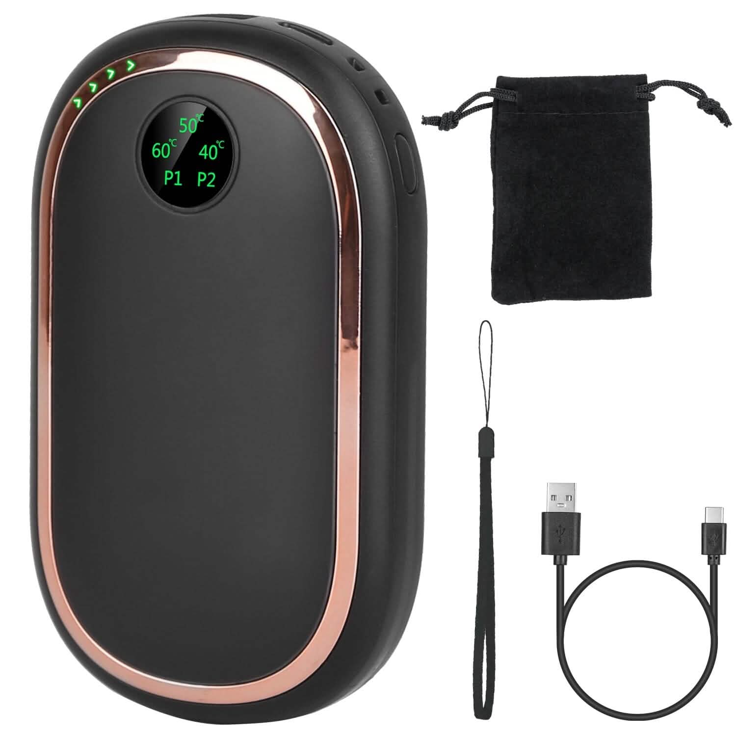 Rechargeable Hand Heater Pocket Warmer Power Bank with Digital Display Mobile Accessories - Tophatter Daily Deals
