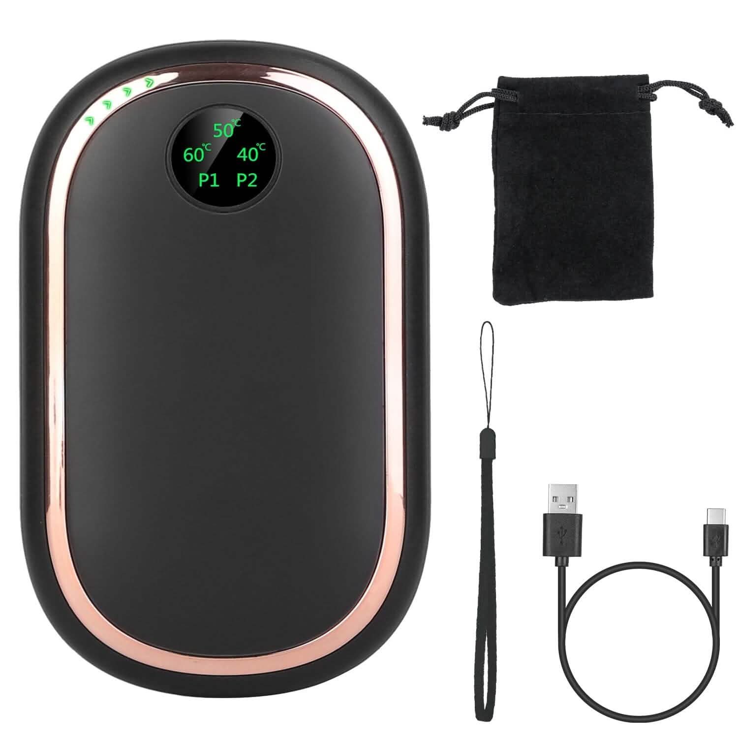Rechargeable Hand Heater Pocket Warmer Power Bank with Digital Display Mobile Accessories - Tophatter Daily Deals