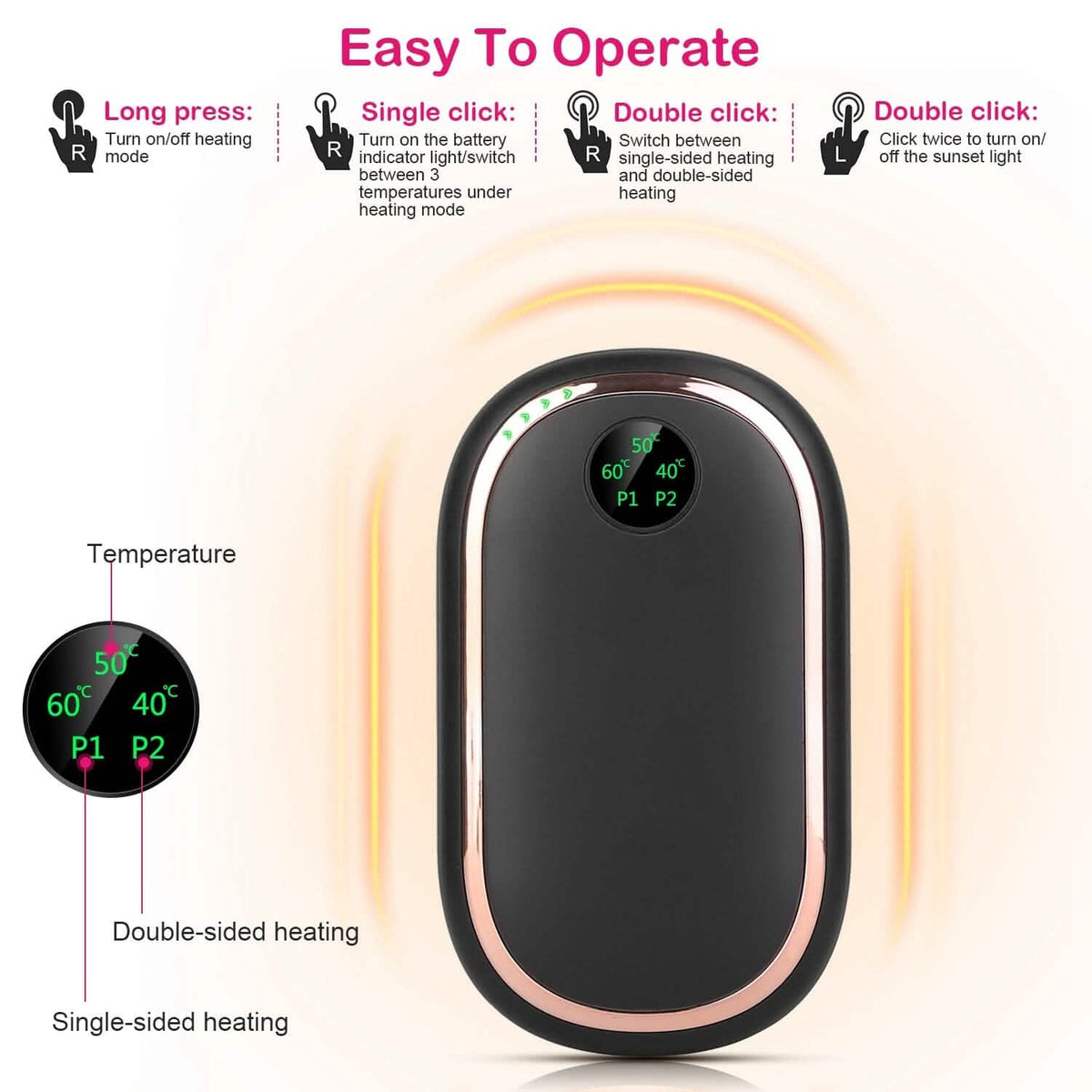 Rechargeable Hand Heater Pocket Warmer Power Bank with Digital Display Mobile Accessories - Tophatter Daily Deals