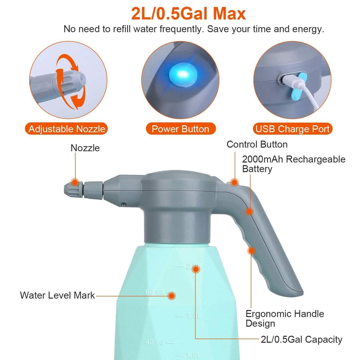 Rechargeable Handheld Automatic Electric Spray Bottle Garden & Patio - Tophatter Daily Deals