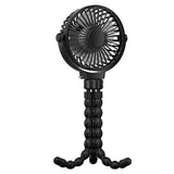 Rechargeable Handheld Fan with Flexible Tripod Black Outdoor Recreation - Tophatter Daily Deals