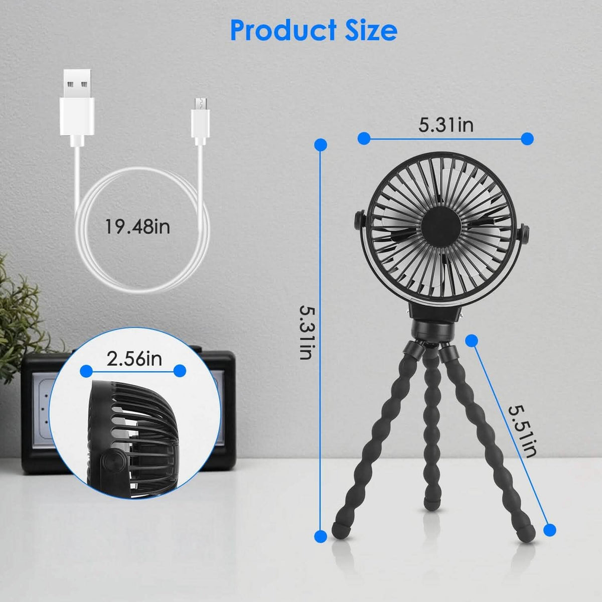 Rechargeable Handheld Fan with Flexible Tripod Outdoor Recreation - Tophatter Daily Deals