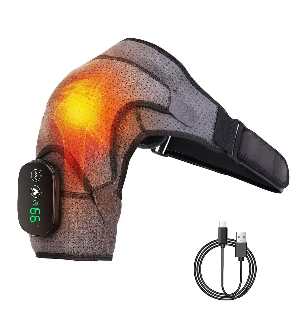 Rechargeable Heated Shoulder Wrap Massager Shoulder Brace Support with 3 Heating Levels Health & Wellness - Tophatter Daily Deals