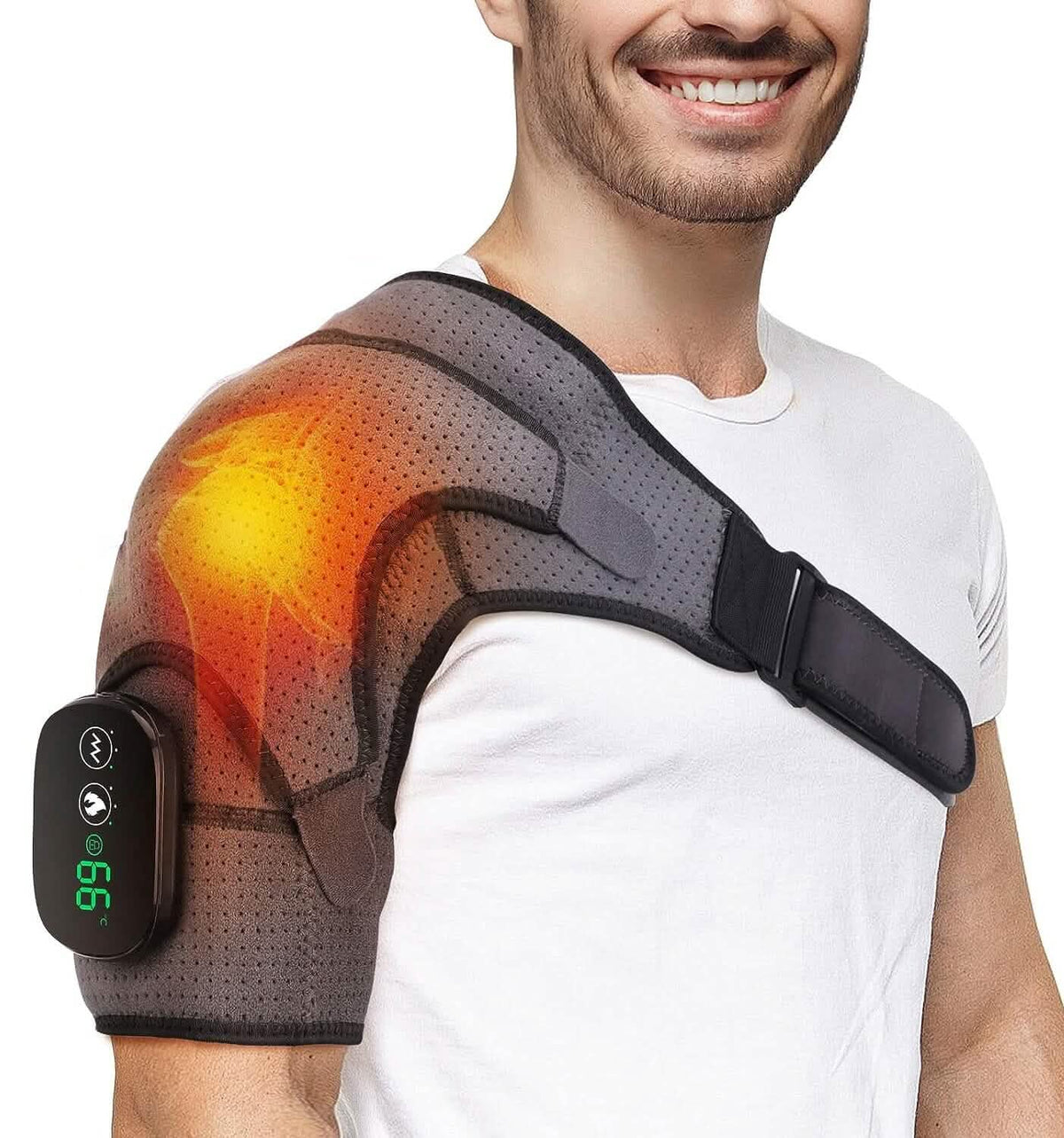 Rechargeable Heated Shoulder Wrap Massager Shoulder Brace Support with 3 Heating Levels Health & Wellness - Tophatter Daily Deals