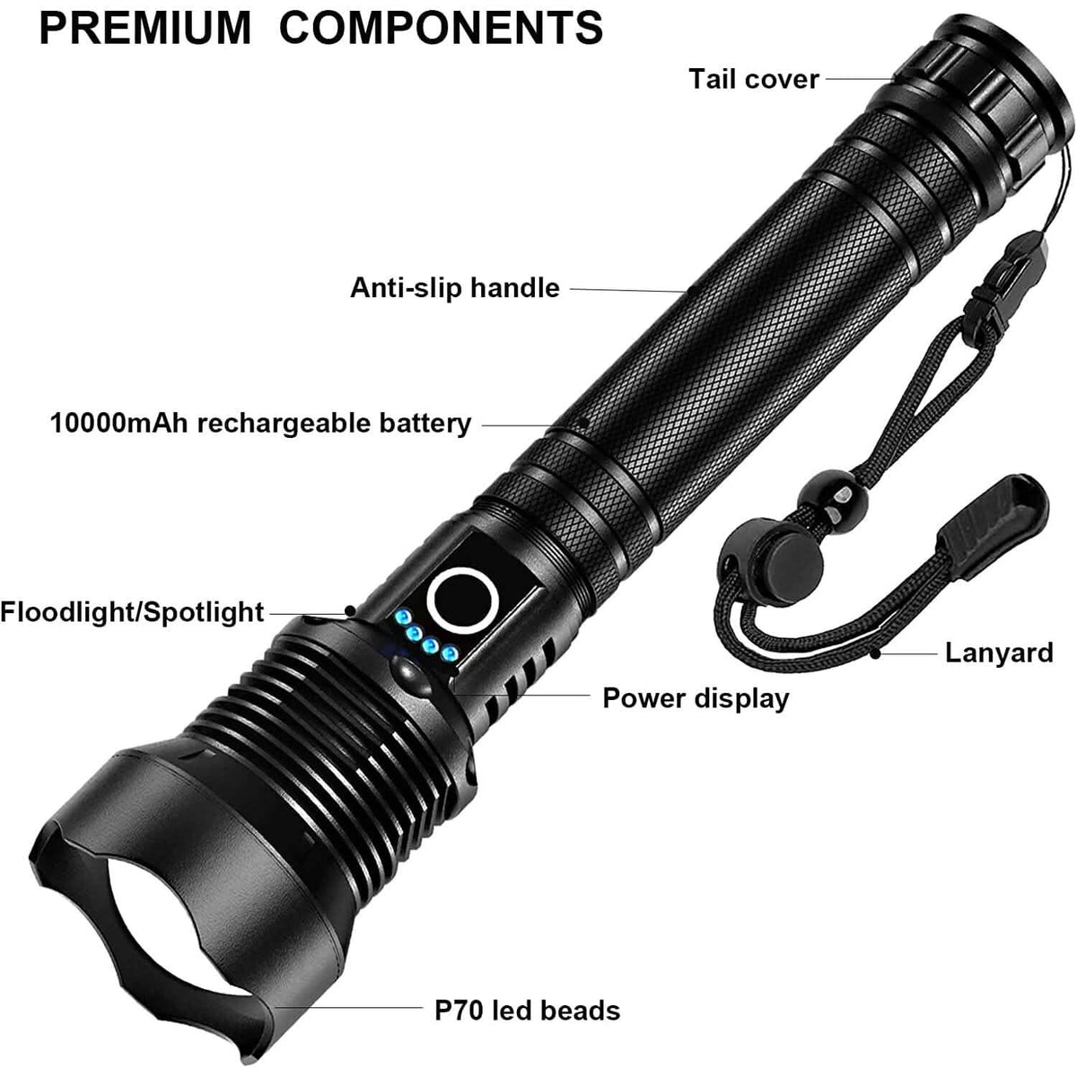 Rechargeable LED Flashlights 90000 Lumens Outdoor Recreation - Tophatter Daily Deals