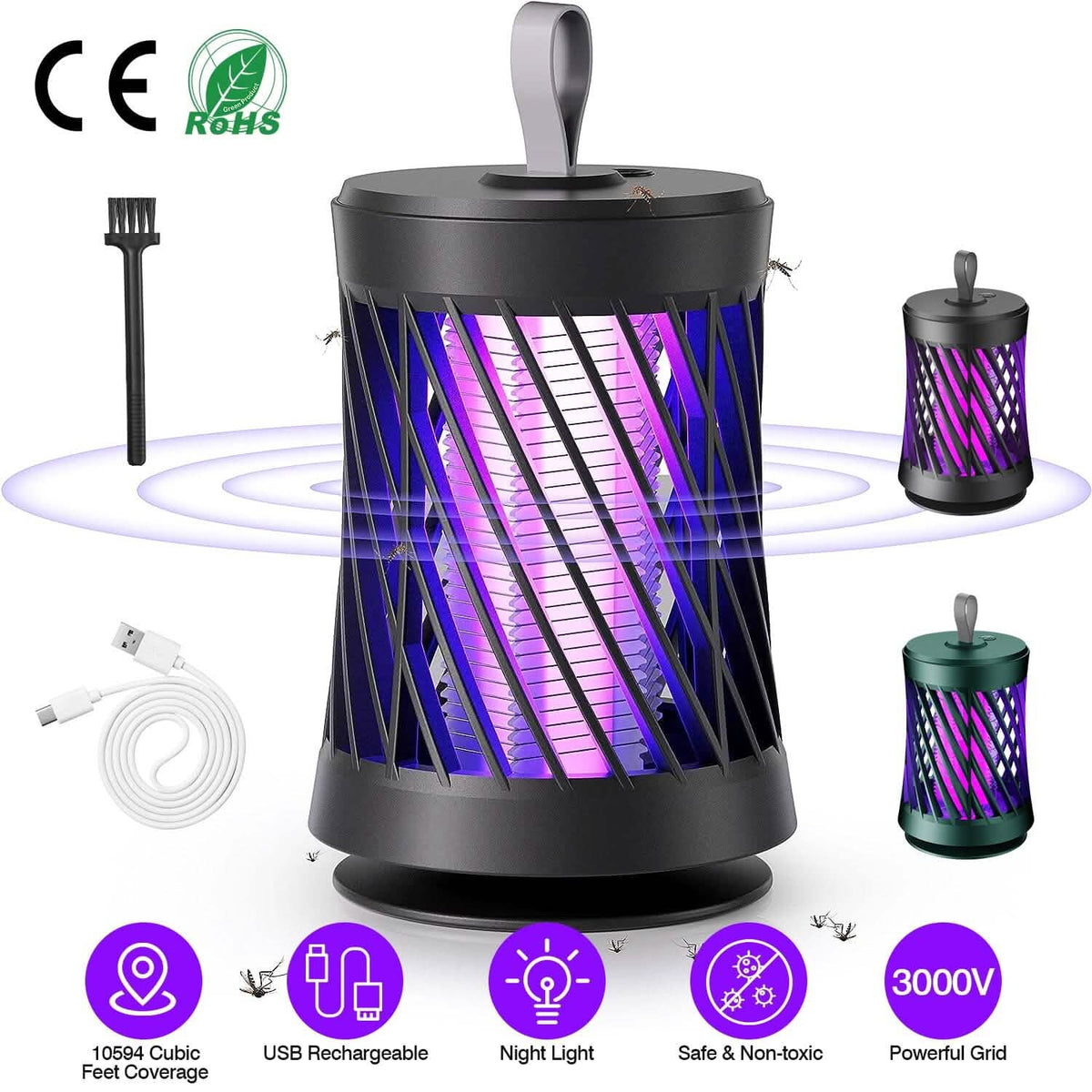 Rechargeable Mosquito Killer Lamp with Night Light Pest Control - Tophatter Daily Deals