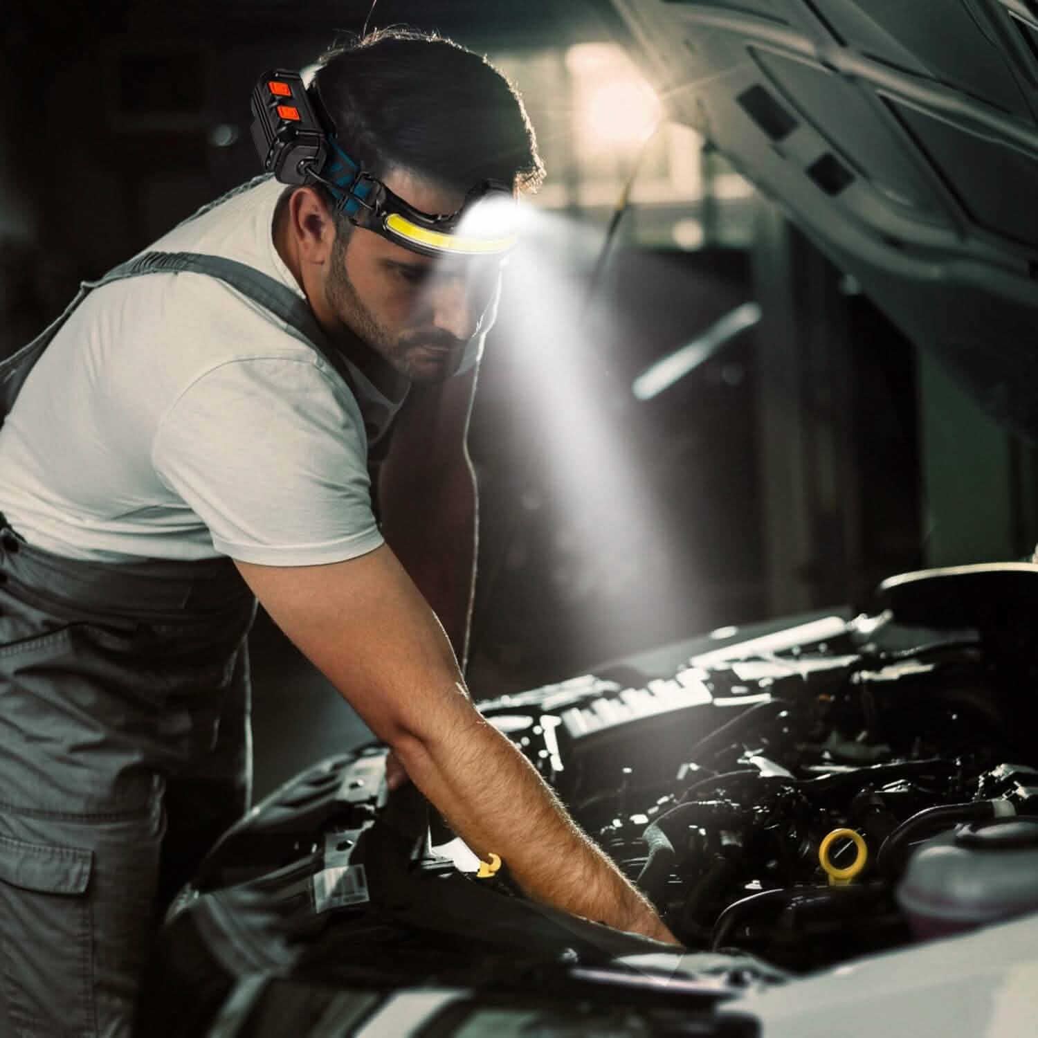 Rechargeable Motion Sensor Head Lamp 6 Light Modes Outdoor Recreation - Tophatter Daily Deals