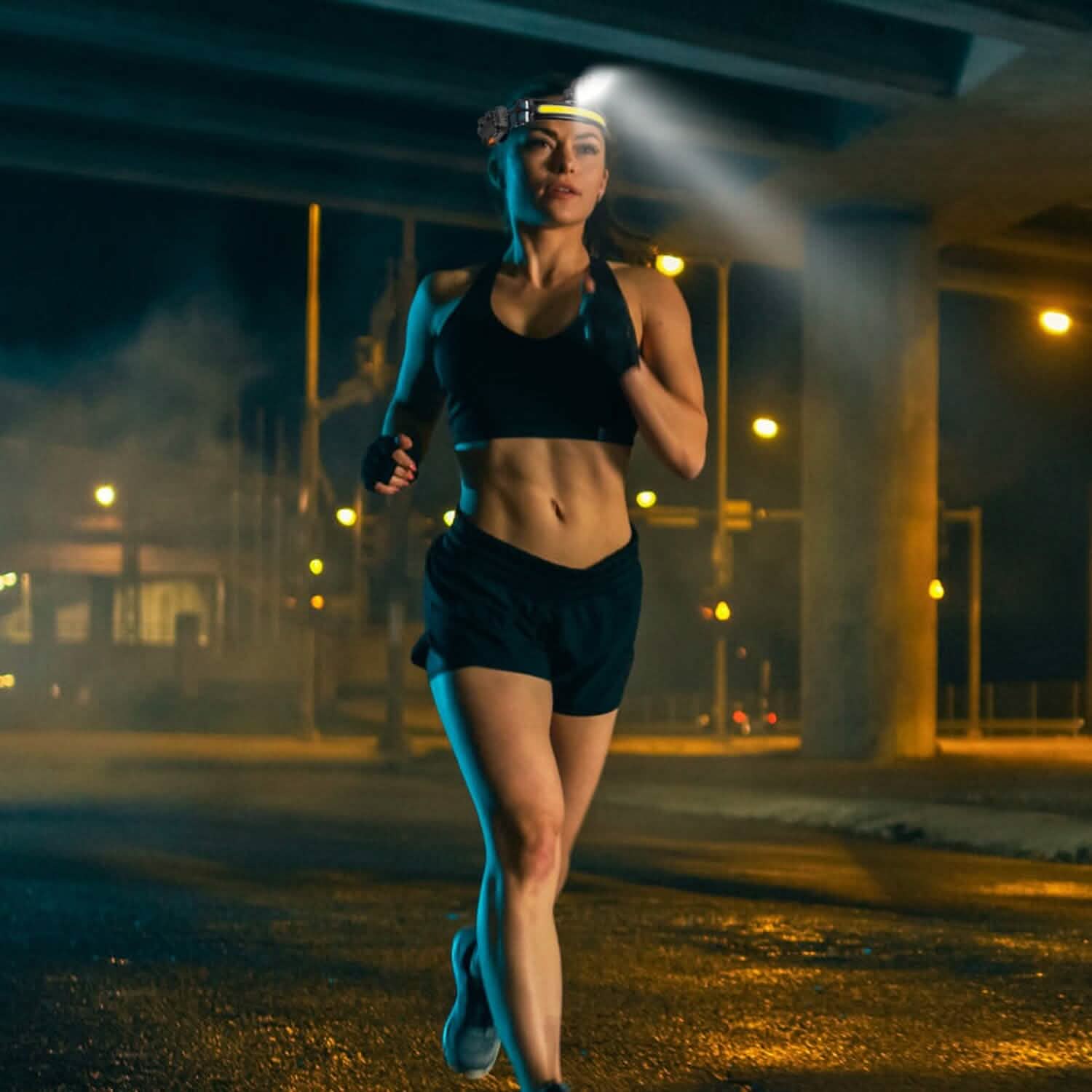 Rechargeable Motion Sensor Head Lamp 6 Light Modes Outdoor Recreation - Tophatter Daily Deals