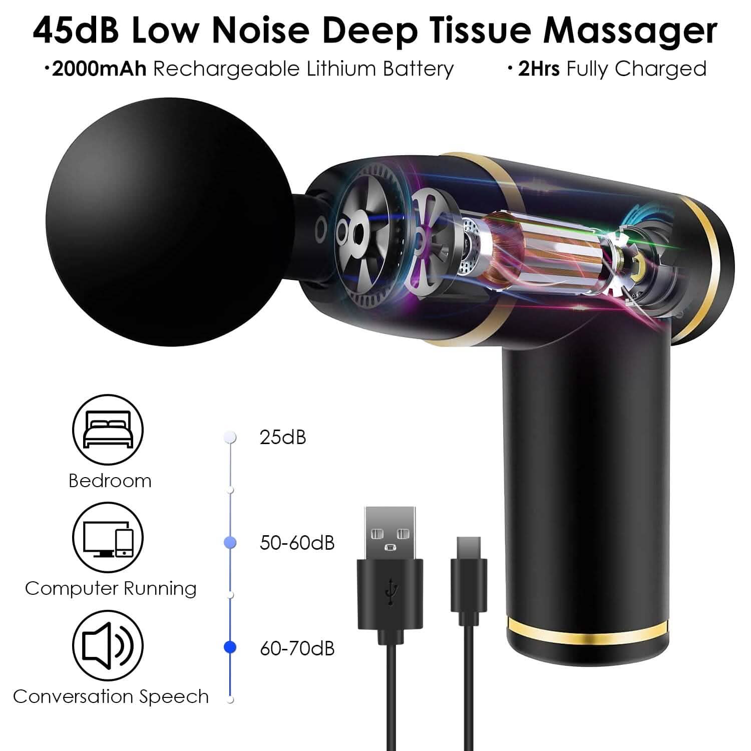 Rechargeable Percussion Massage Gun Health & Wellness - Tophatter Daily Deals