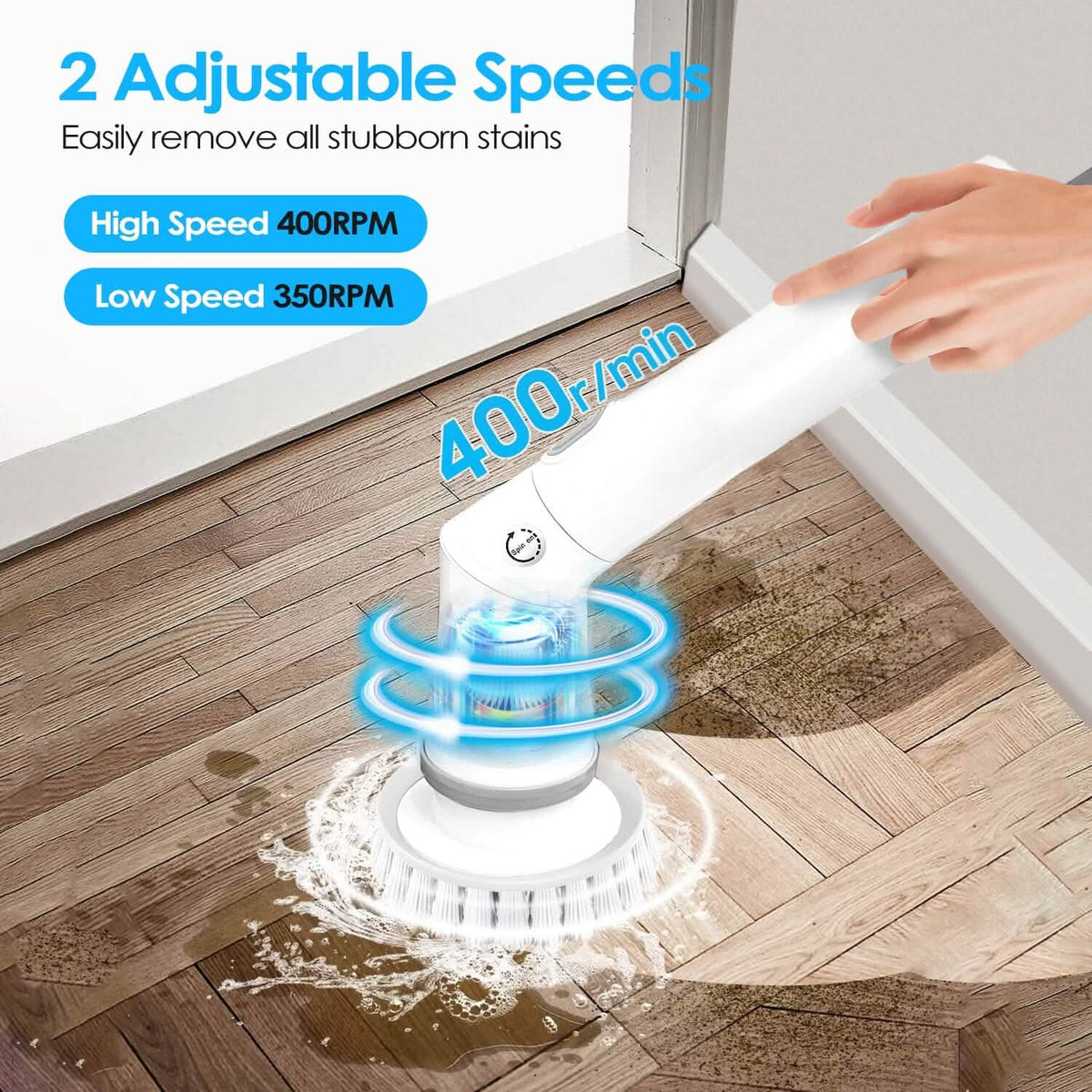 Rechargeable Telescopic Cleaning Brush 6 Replaceable Heads 2 Speed Adjustable Extension Arm Household Appliances - Tophatter Daily Deals