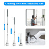 Rechargeable Telescopic Cleaning Brush 6 Replaceable Heads 2 Speed Adjustable Extension Arm Household Appliances - Tophatter Daily Deals