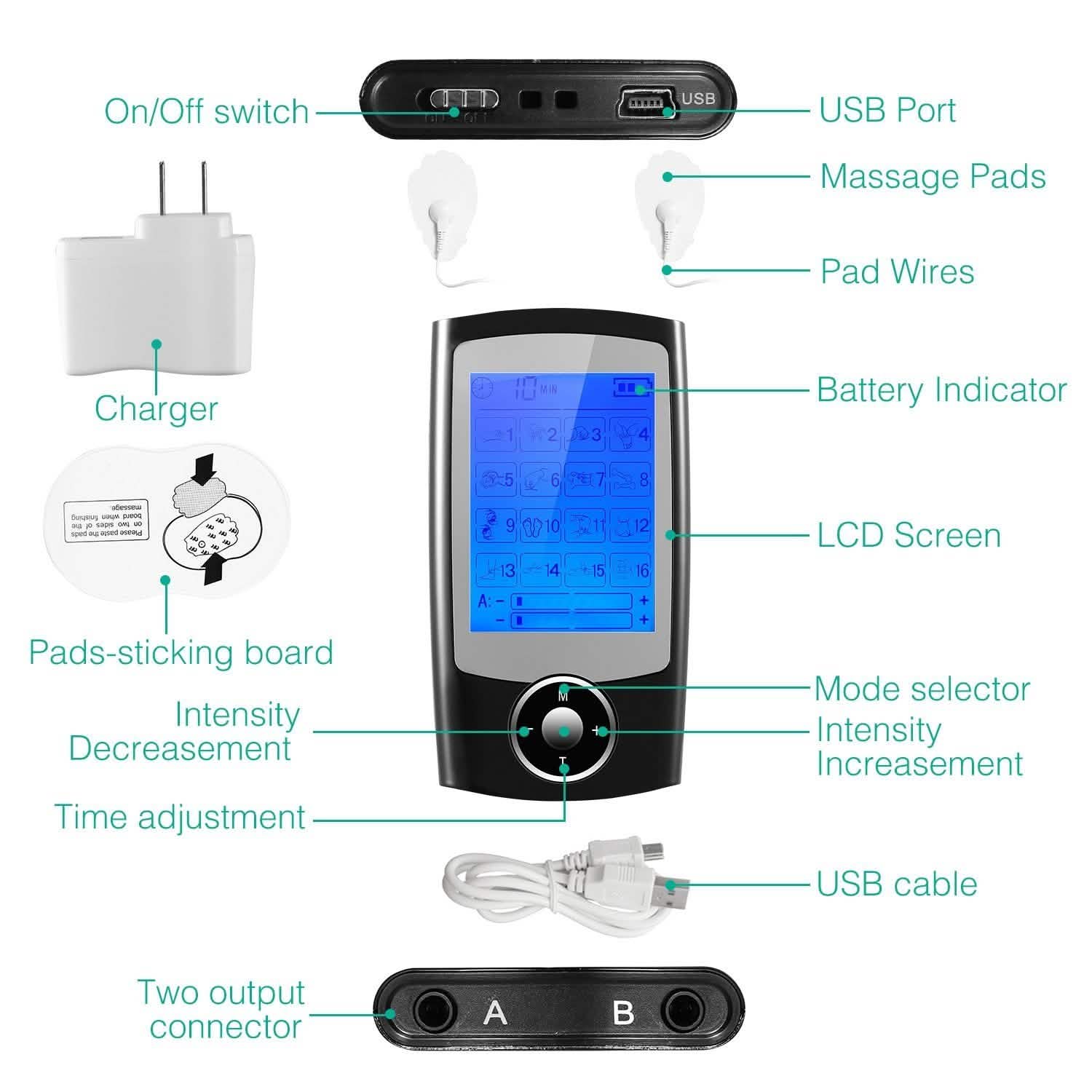 Rechargeable Tens Unit Machine Impulse Massager Health & Wellness - Tophatter Daily Deals