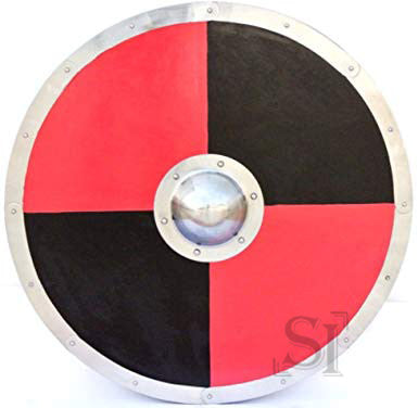 Viking Norse Wooden Large Round Combat Shield with Steel Boss - Tophatter's Inc. Weapons Store Online Collectible Weapons - Tophatter Daily Deals
