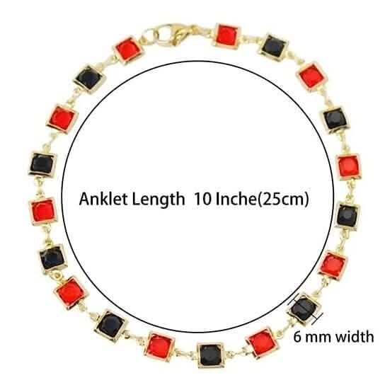 Red And Crystal Square Ankle Bracelet Bracelets - Tophatter Daily Deals