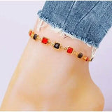 Red And Crystal Square Ankle Bracelet Bracelets - Tophatter Daily Deals