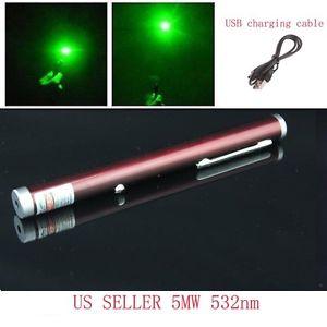 Rechargeable USB Green Laser Pointer with Red Casing Laser Pointer - Tophatter Daily Deals