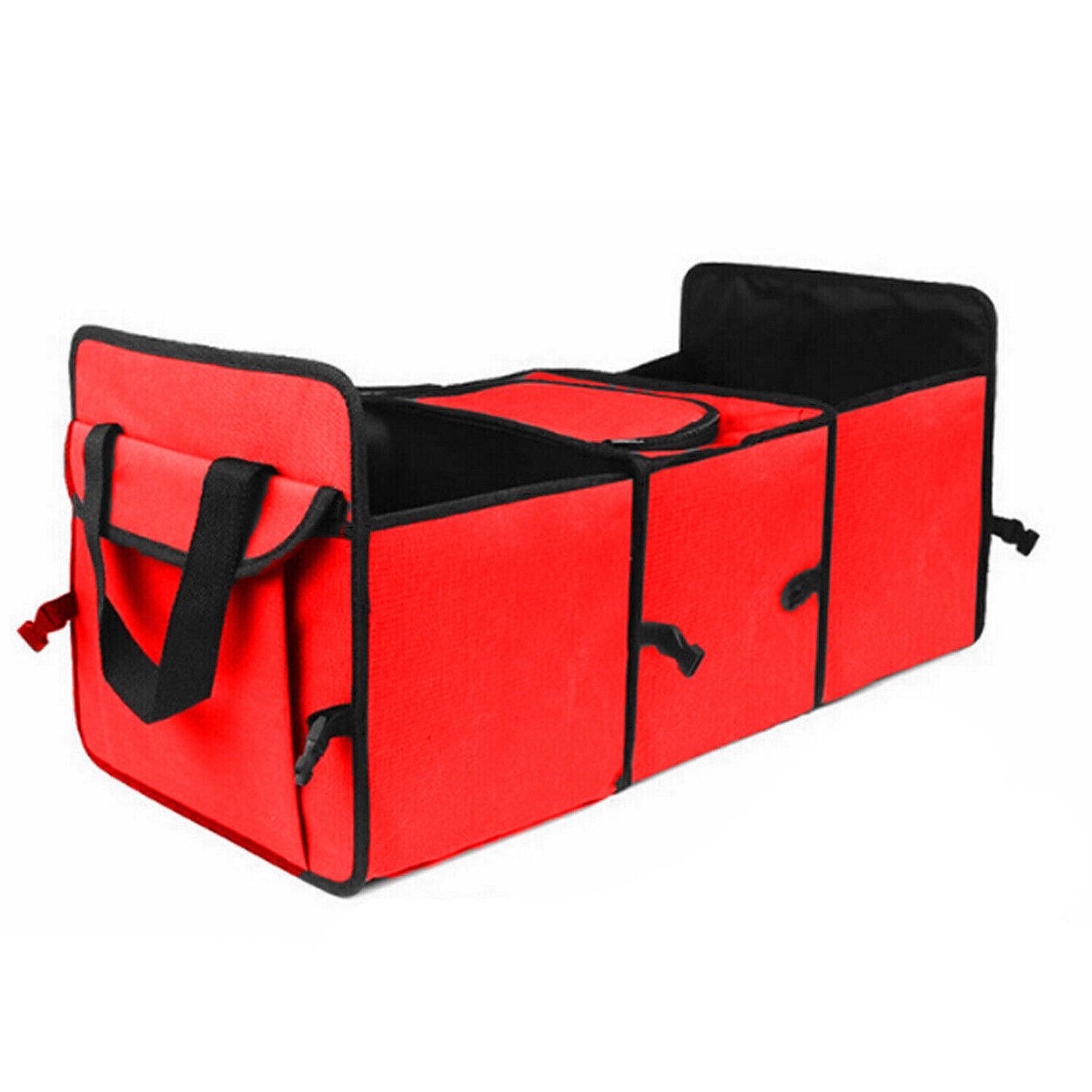 Car Boot Organiser - Heavy Duty Collapsible Foldable Tidy Pocket Storage Red Car Accessories - Tophatter Daily Deals
