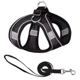 Reflective Dogs Harness with Leash Adjustable Harness Vest Breathable Collars Black Pet Supplies - Tophatter Daily Deals