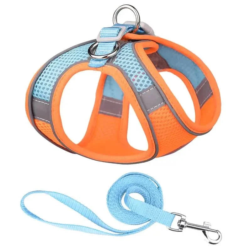 Reflective Dogs Harness with Leash Adjustable Harness Vest Breathable Collars Orange Pet Supplies - Tophatter Daily Deals